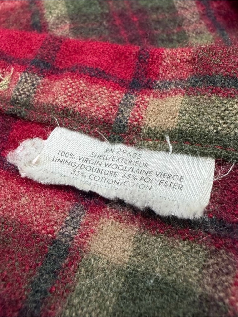 Vintage Pendleton Board Shirt Men Large Long Red Green Plaid Wool Collar Flannel - Picture 9 of 9